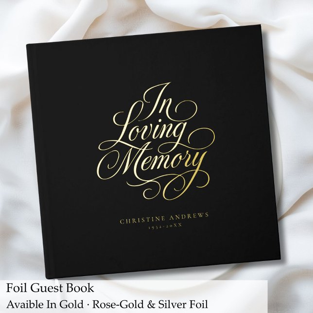 "In Love Memory" Skript-Schriftart Beerdigung beib Gästebuch ("In Loving Memory" Script Font Keepsake Funeral Foil Guest Book)