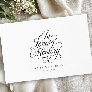 "In Love Memory" Skript-Schriftart Beerdigung beib Gästebuch