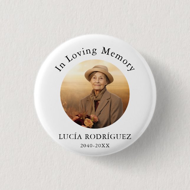 In Love Memory Spanish Funeral Memorial Foto Button (Vorderseite)