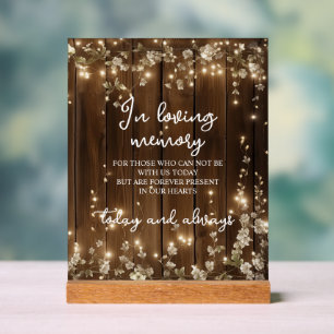 In Love Memory String Lights Holz Memorial Acrylschild