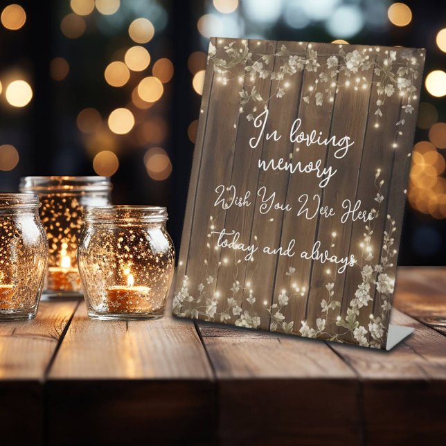 In Love Memory String Lights Holz Memorial Sign Sockelschild (Von Creator hochgeladen)