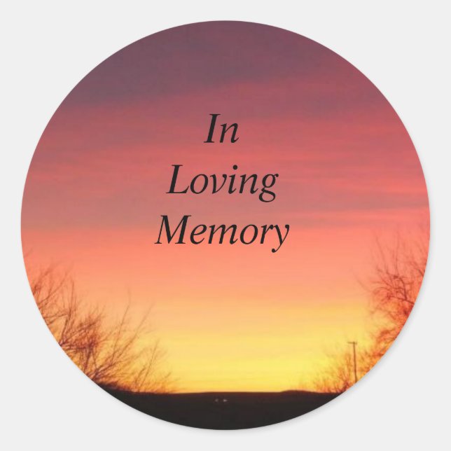 In Love Memory Sunset Runder Aufkleber (Vorderseite)