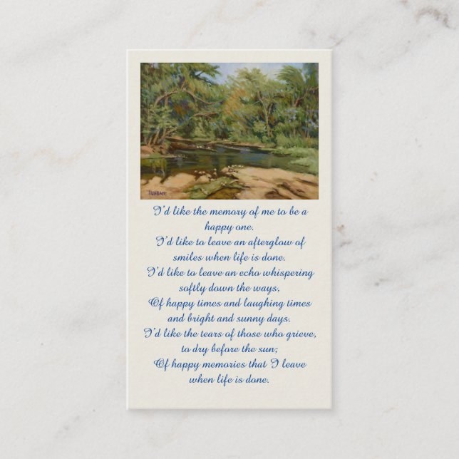 In Love Memory Sympathy Card Visitenkarte (Vorderseite)