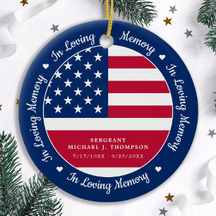 In Love Memory Veteran American Flag Memorial Keramik Ornament