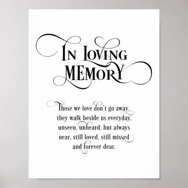 In Love Memory Wedding Memorial Table Sign v2 Poster (Vorne)