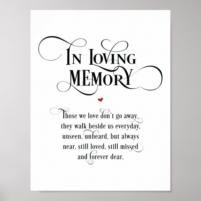 In Love Memory Wedding Memorial Table Sign v3 Poster (Vorne)