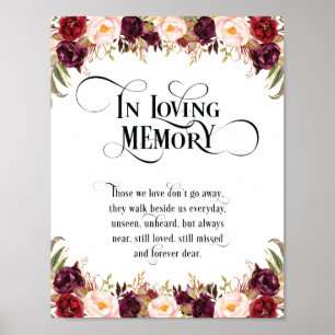 In Love Memory Wedding Memorial Table Sign v6 Poster