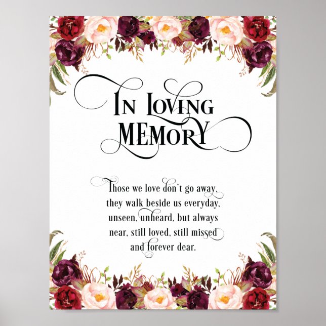 In Love Memory Wedding Memorial Table Sign v6 Poster (Vorne)