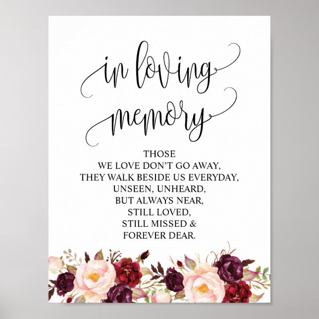 In Love Memory Wedding Memorial Table Sign v6 Poster (Vorne)
