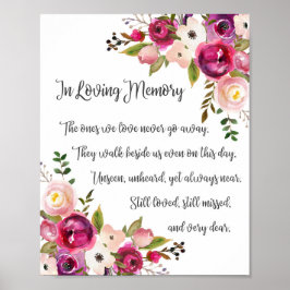 In Love Memory Wedding Sign Wasserfarbe Florals Poster