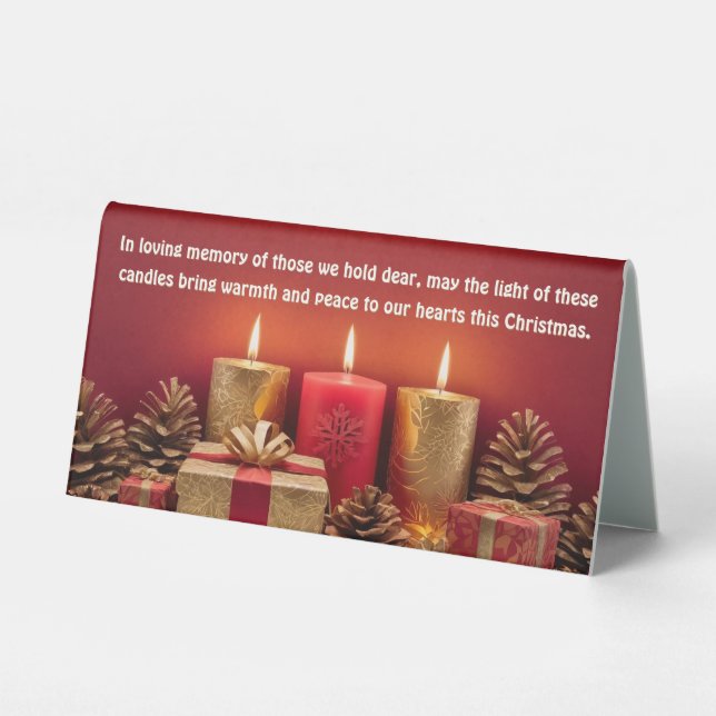 In Love Memory Weihnachts-Kerzenschein Zelt-Zeiche Tischaufsteller (Rückseite)