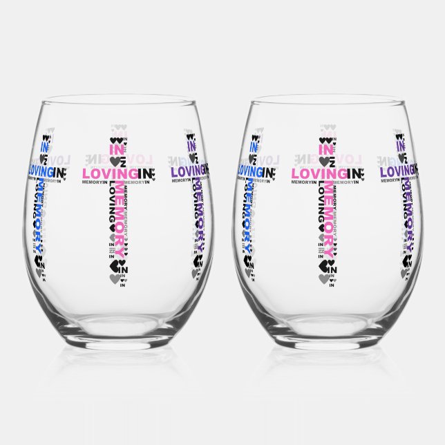 In Love Memory Weinglas Ohne Stiel (Vorderseite)