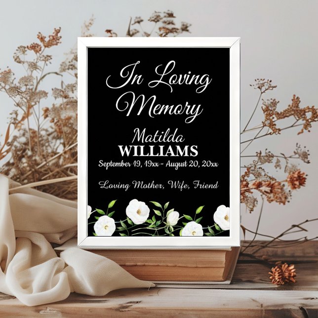 In Love Memory White Floral Memorial Poster (Von Creator hochgeladen)