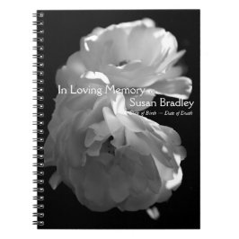 In Love Memory White Roses Funeral Gästebuch 2 Notizblock