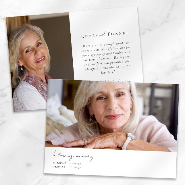 In Love Memory Zwei-Foto-Beileid-Beerdigung Dankeskarte (Von Creator hochgeladen)