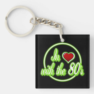 In Love With The 80's Retro Green Logo Porte - clé