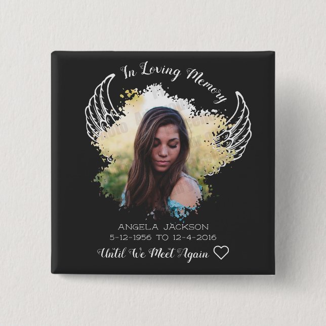 In Loving memory angel wings photo Button (Vorderseite)