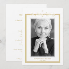 In Loving Memory B&W Golden Photo Service Dear Mitteilungskarte
