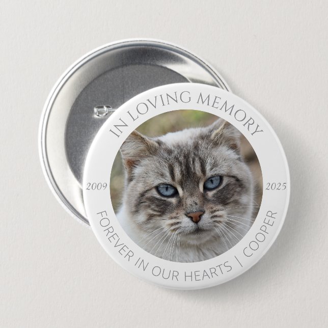 In Loving Memory Benutzerdefiniertes Haustierfoto  Button (Vorne & Hinten)