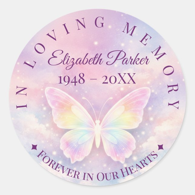 In Loving Memory Butterfly Remembrance Sticker (Vorderseite)