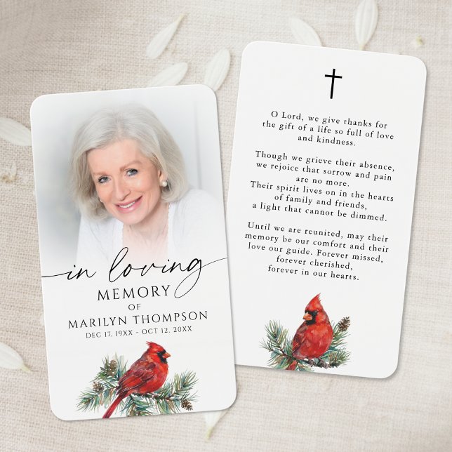 In Loving Memory Cardinal Memorial Prayer Card (Créateur téléchargé)