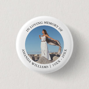 In Loving Memory Christmas White Keepsake Photo Button