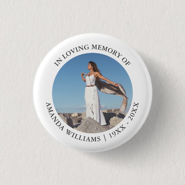 In Loving Memory Christmas White Keepsake Photo Button (Vorderseite)