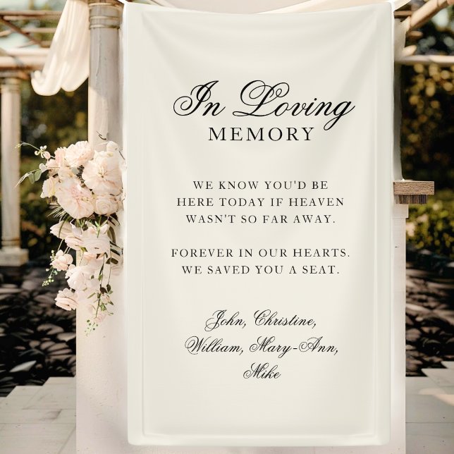 "In Loving Memory" Classic Wedding Memorial Beige Banner ("In Loving Memory" Classic Wedding Memorial Beige Banner)