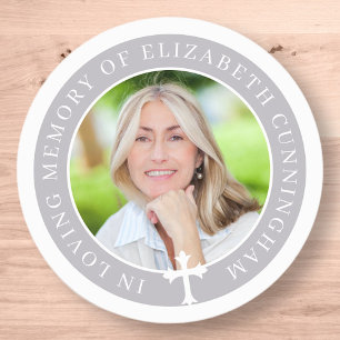 In Loving Memory Custom Photo and Cross Runder Aufkleber