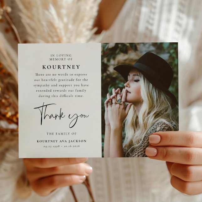 In Loving Memory Custom Photo & Message Sympathy  Dankeskarte (Von Creator hochgeladen)