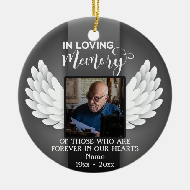 In Loving Memory Custom Photo, Name & Message Keramik Ornament (Vorne)