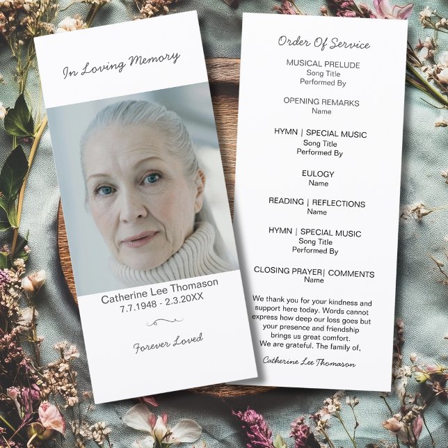 In Loving Memory Einfaches Foto-Trauer-Flat-Progra Programm (Simple Photo Funeral Order Of Service Flat Program
)