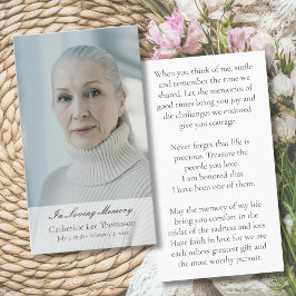 In Loving Memory Elegant Photo Prayer Cards Visitenkarte