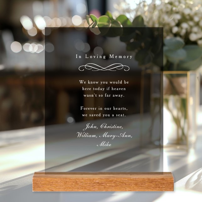 "In Loving Memory" Elegant Wedding Memorial  Acrylschild ("In Loving Memory" Elegant Wedding Memorial Black Gradient Acrylic Sign)