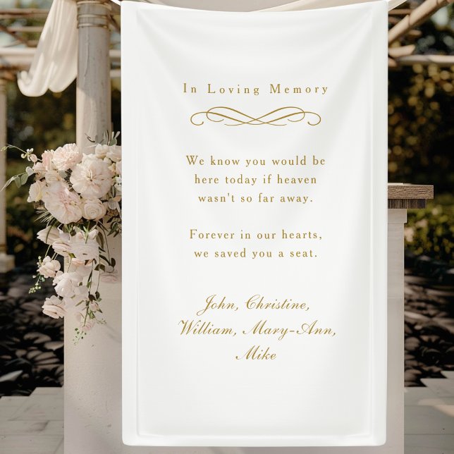 "In Loving Memory" Elegant Wedding Memorial White Banner ("In Loving Memory" Elegant Wedding Memorial White Banner)