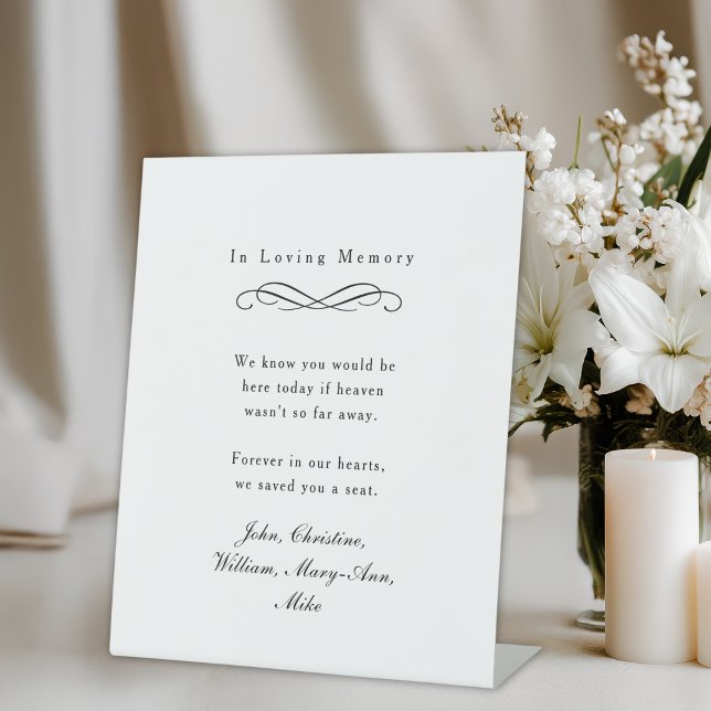 "In Loving Memory" Elegant Wedding Memorial White Sockelschild ("In Loving Memory" Elegant Wedding Memorial White Pedestal Sign)