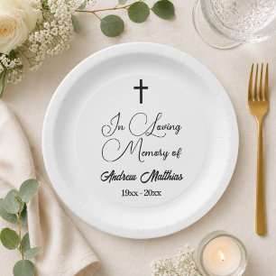 In Loving Memory Elegante Beerdigung Pappteller