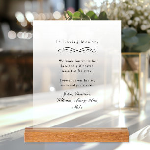 "In Loving Memory" Elegante Hochzeitsgedenktafel Acrylschild