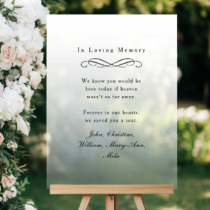 "In Loving Memory" Elegante Hochzeitsgedenktafel W Acrylschild