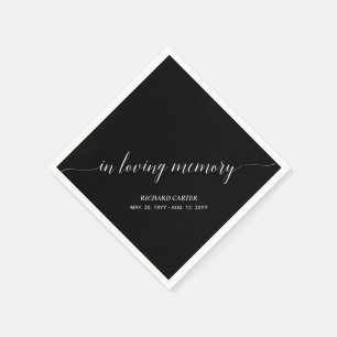 In Loving Memory Elegante Schriftzug-Gedenkfeier Serviette