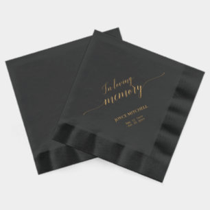 In Loving Memory   Elegante Schriftzug-Gedenkfeier Servietten Mit Folie