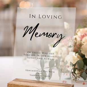 In Loving Memory Eleganter Hochzeitstisch zur Erin Acrylschild