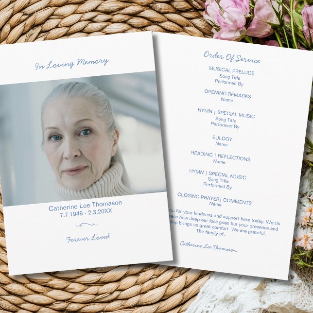 In Loving Memory Elegantes Bestattungs-Foto-Progra Programm (Elegant Funeral Photo Order Of Service Program
)