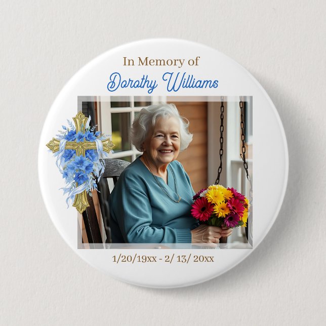 In Loving Memory | Foto-Andenken Button (Vorderseite)