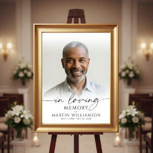 In Loving Memory Foto Elegante Schrift Trauerfeier Poster