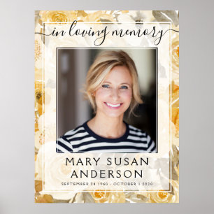 In Loving Memory Foto Gelbe Blume Willkommensschil Poster