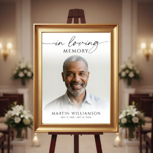 In Loving Memory Foto Moderne Schrift Trauerfeier Poster