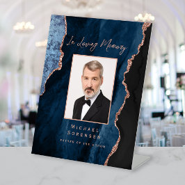 In Loving Memory Foto Navy Rose Gold Achat Sockelschild