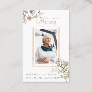 In Loving Memory Foto Trauerkarte mit Gebet Visitenkarte
