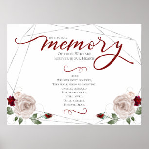 In Loving Memory Gedenkgebet Hochzeitsschild Poster